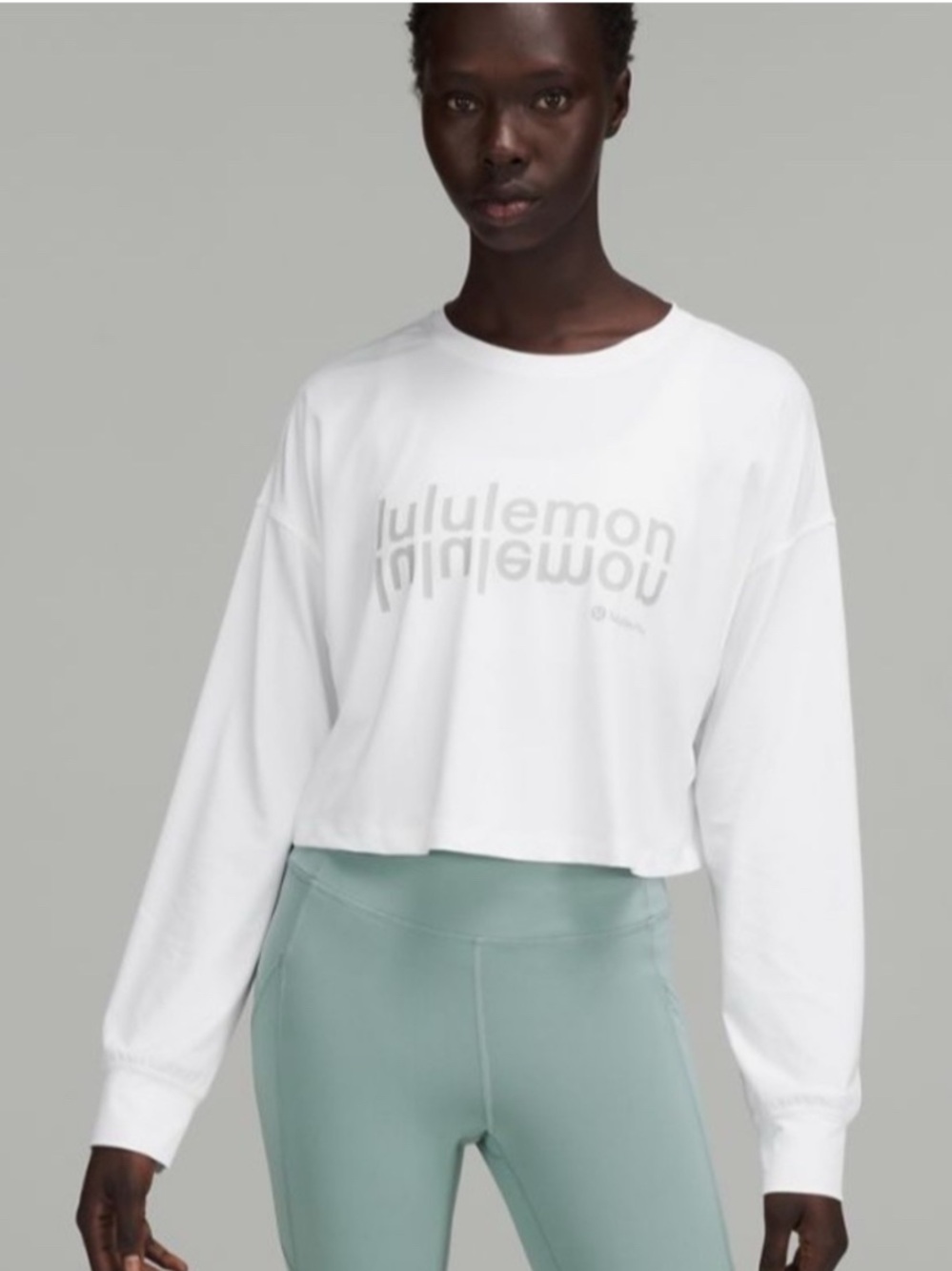 Lululemon Muscle Love Long Sleeve Cropped Top Set White & Black